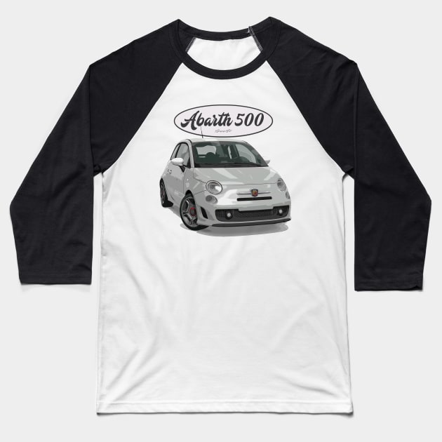 ABARTH 500 Grey White Baseball T-Shirt by PjesusArt